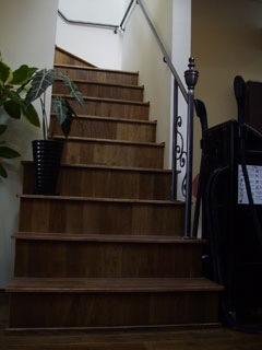 鉄細工の手摺が印象的なＶＩＰスペースへの階段